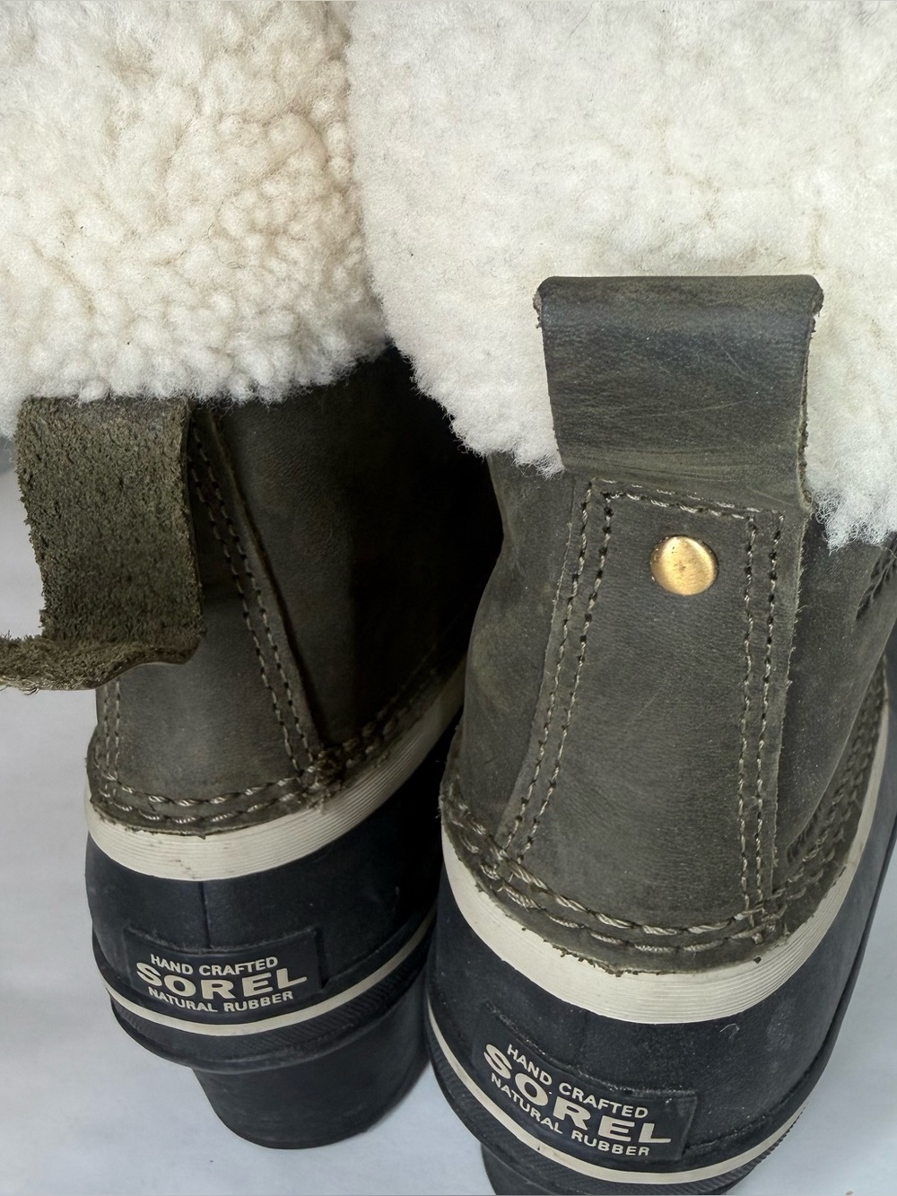 Sorel Slimpack Olive Green Snow Waterproof Winter Boots Shearling SZ 9 - Picture 4 of 6
